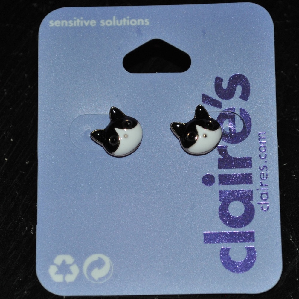 Black and White Cat Earrings